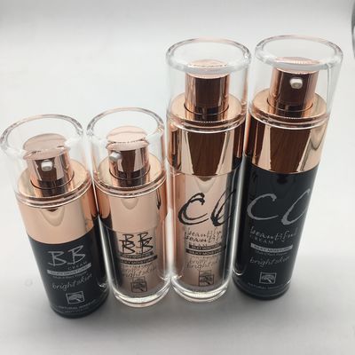 Μπουκάλια λοσιόν γυαλιού Makeup 30ml 50ml με το προσαρμοσμένο μορφή χρώμα κυλίνδρων αντλιών